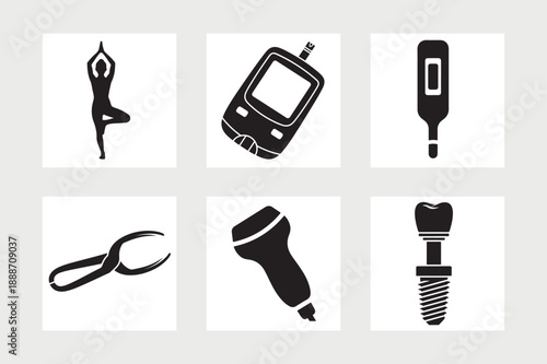  Medical and health care icons collection vector illustration.
