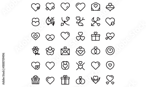 valentine’s-day outline or line icon design bundle.
