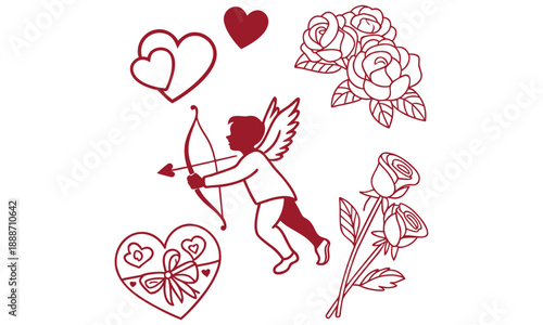 valentine’s-day outline or line icon design bundle.