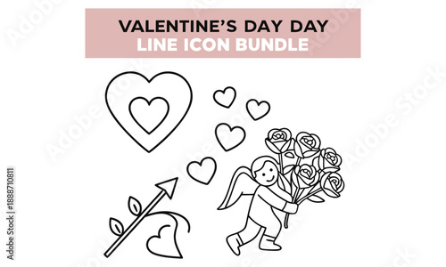 valentine’s-day outline or line icon design bundle.