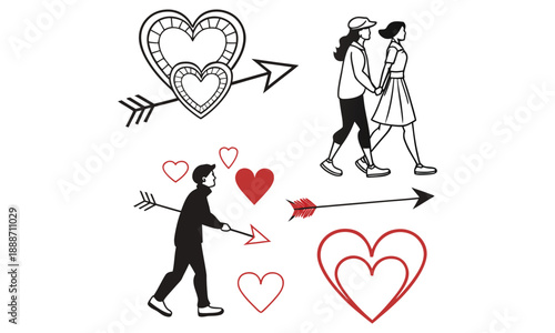 valentine’s-day outline or line icon design bundle.