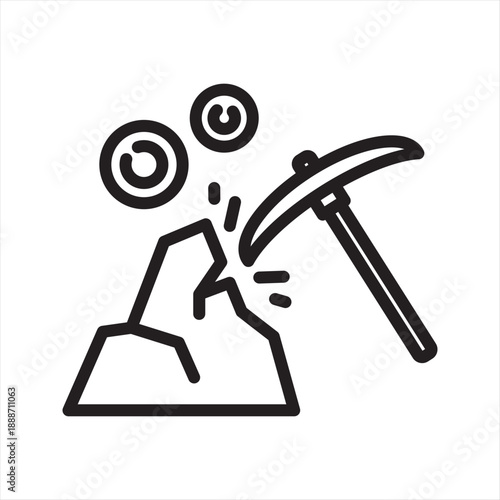 Cryptocurrency Mining simple line icon