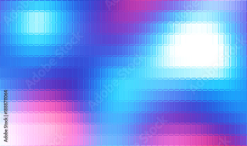 Abstract textured glass pattern vector background. Texture of glowing glass illuminated with multi-colored light, pink and blue gradient. Blurry