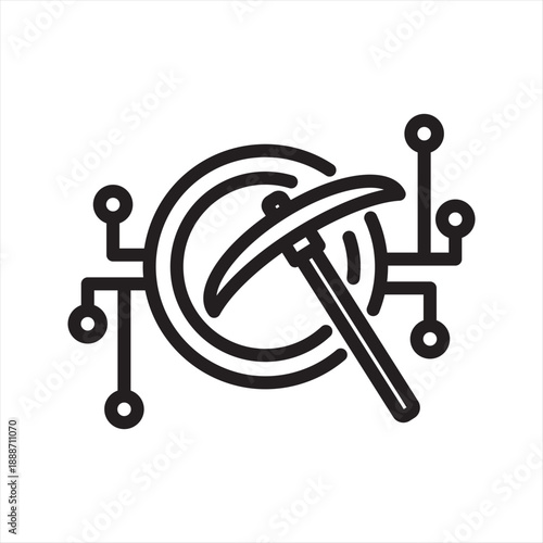 Cryptocurrency Mining simple line icon