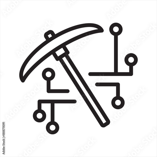 Cryptocurrency Mining simple line icon