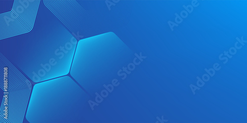 Blue abstract background with glowing lines. Modern minimalist geometric line elements. Creative design. Suit for banner, poster, cover, flyer, brochure, website, booklet