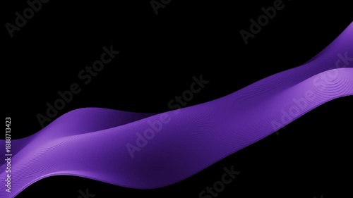 Abstract purple silk wave flows gracefully through black space as cinematic luxury background motion graphics