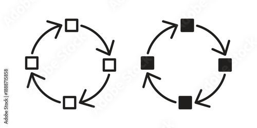 Sequential process icon vector illustrations. vector glyph flat icons