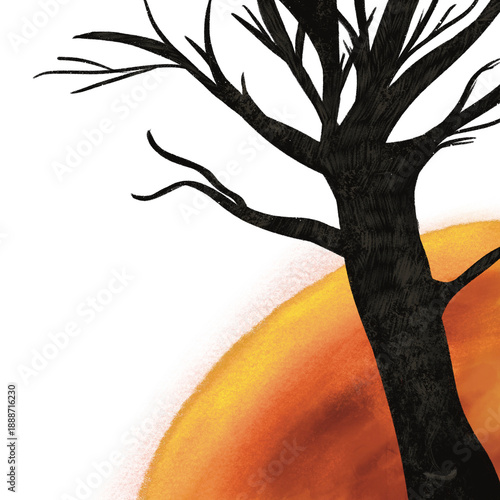 vector illustration of a tree and sun