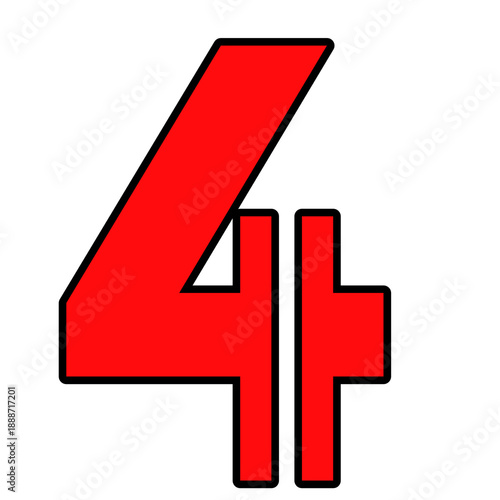 Colorful Gradient Number Four on NO Background, Modern Minimal Typography Digit with Neon Rainbow Effect for Digital Design, Posters, Branding and Infographics