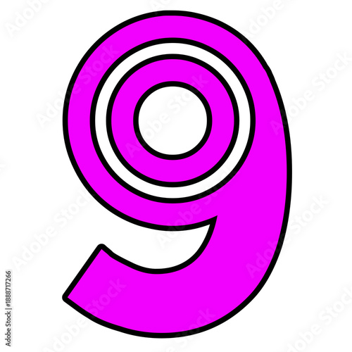 Colorful Gradient Number Nine on NO Background, Modern Minimal Typography Digit with Neon Rainbow Effect for Digital Design, Posters, Branding and Infographics