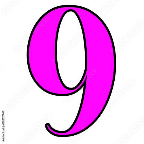 Colorful Gradient Number Nine on NO Background, Modern Minimal Typography Digit with Neon Rainbow Effect for Digital Design, Posters, Branding and Infographics