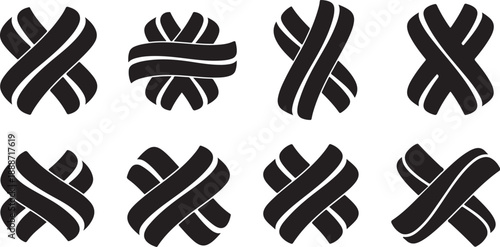 Set of black abstract shapes on white background icons