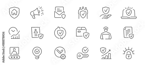 Digital data protection and internet privacy set of icons. Cyber security, authentication concept. Password symbol