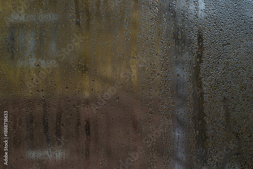 Canvas Print Slow-growing condensation droplets pattern interior glass like morning dew