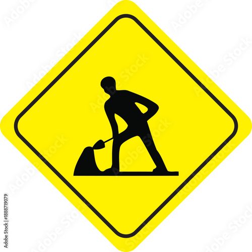 Men at Work Road Construction Warning Sign Icon