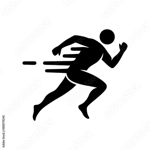 Running man silhouette. Athletics sprint logo icon symbol design. Flat vector style. Isolated on white background.
