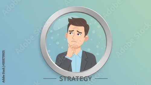 Businessman pondering strategic solutions for complex challenges, considering future business