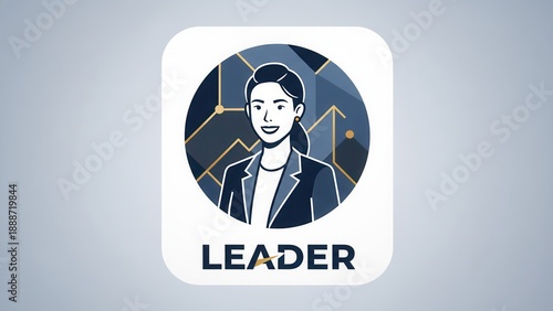 Professional woman icon with strategic network background for a leadership application brand