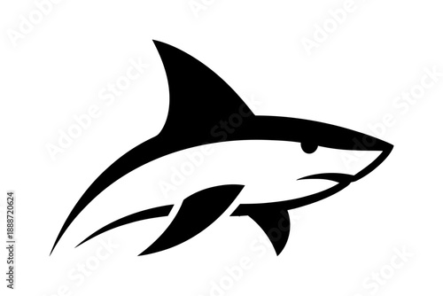 Shark fin icon. Marine predator sign and symbol. Dangerous sea animal silhouette. Vector illustration isolated on white background.