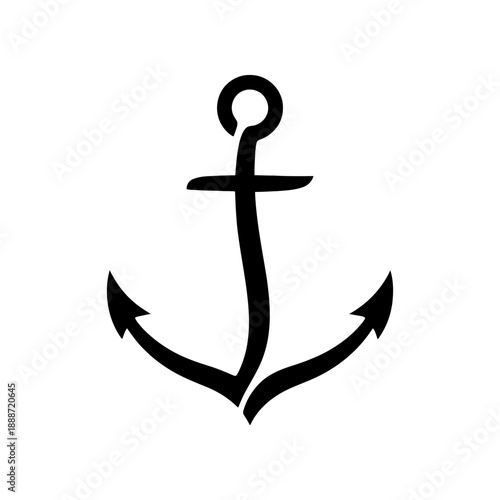 Anchor icon. Nautical sign and symbol. Boat or ship minimal logo design. Vector illustration isolated on white background.