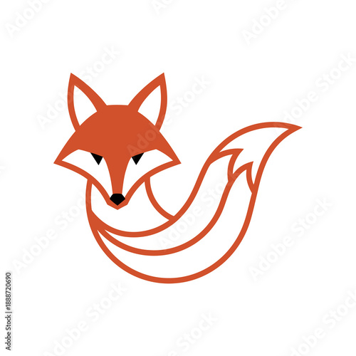 Fox head silhouette. Animal logo icon symbol design. Minimalist orange style. Isolated on white background.