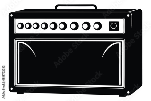 guitar amplifier line art silhouette vector illustration