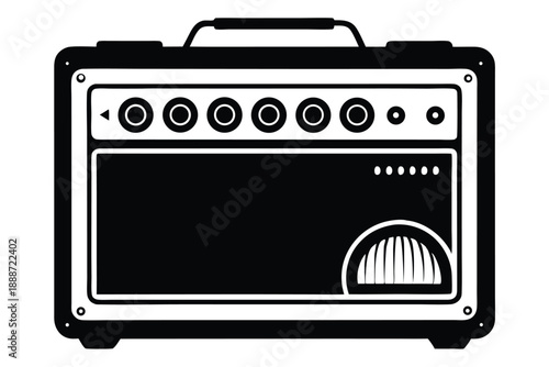 guitar amplifier line art silhouette vector illustration