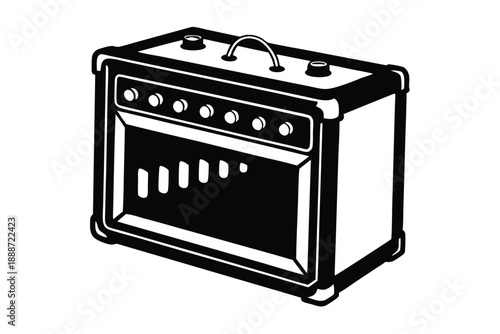 guitar amplifier line art silhouette vector illustration