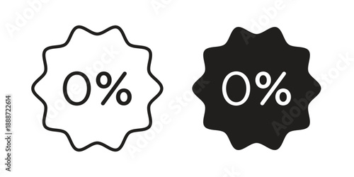 Zero percent icon vector illustrations. vector glyph flat icons