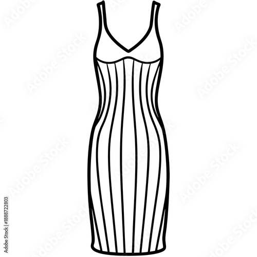 Skims Slip Dress line art vector