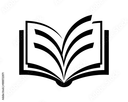 Open book icon. Education logo symbol. Library reading sign design. Vector illustration isolated on white background.