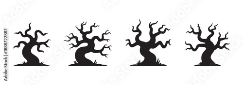 Dead tree silhouette vector bundle