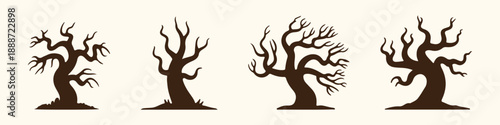 Dead tree silhouette vector bundle