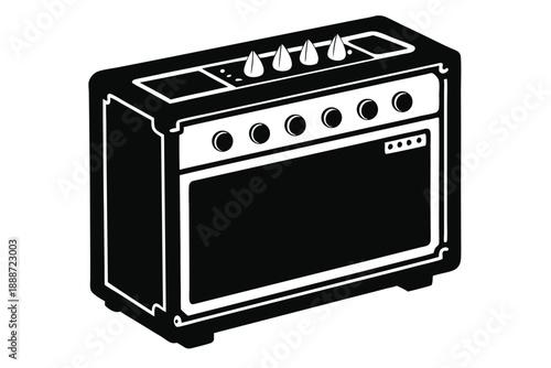 guitar amplifier line art silhouette vector illustration