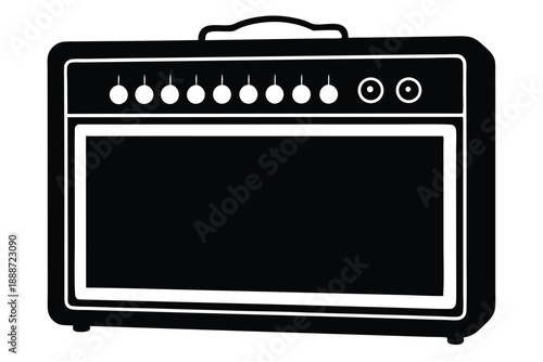 guitar amplifier line art silhouette vector illustration