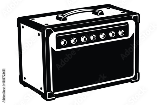 guitar amplifier line art silhouette vector illustration
