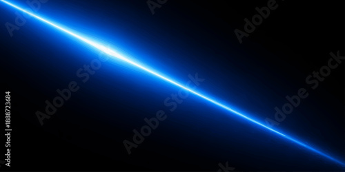 A vibrant blue ray of light pierces the dark night space, creating a bright flare and motion wave across the black backdrop illustration for a high-energy stage spotlight design