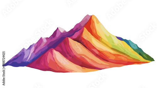 Rainbow Mountain - Vinicunca. Rainbow Mountain - Vinicunca hand drawn watercolor illustration