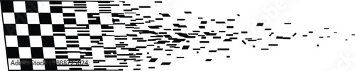 Abstract racing checkered flag vector with digital motion effect symbolizing speed finish and technology concept