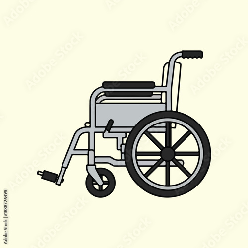 Simple vector illustration of a wheelchair a medical mobility aid for accessibility and healthcare isolated on a light background