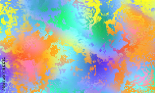 Vector halftone psychedelic rainbow ridged topological map pattern background texture. Trippy hippy abstract dopamine dressing style fashion motif. Bright colorful