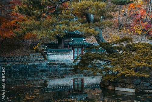 korean temple in autumn