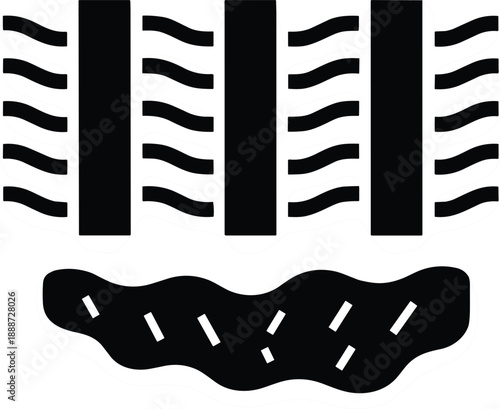 Fabric textile structure icon vector illustrating layered material weave pattern for fashion manufacturing and design concept