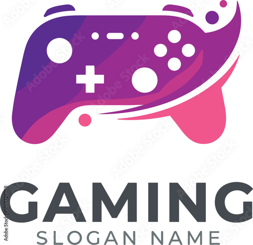 Gaming controller logo vector with colorful abstract shapes for esports streaming technology branding identity design