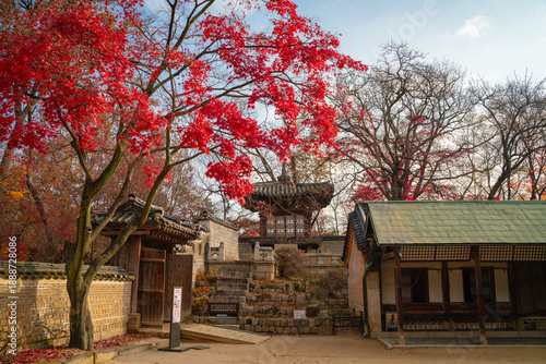 korean temple in autumn