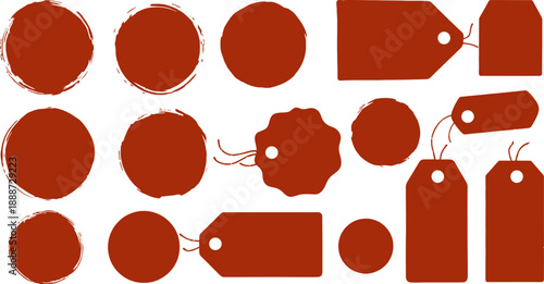 Collection Eco Brush Drawn Tags And Labels Hand Drawn Vector Bold Brush Strokes Circle Seals And Stamps For Farm Product Design