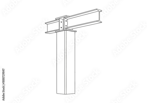 Steel Column and Beam Connection Detail Illustration