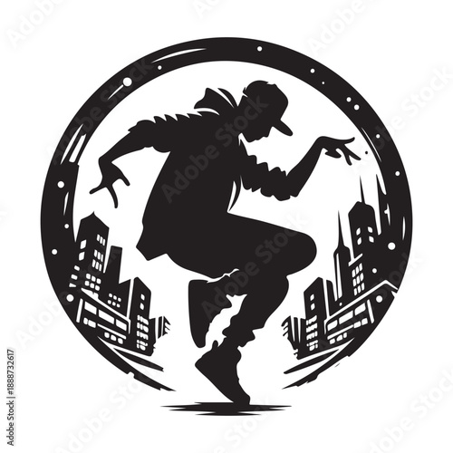 street hip hop dance style vector silhouette clip art logo design illustration icon collection.
