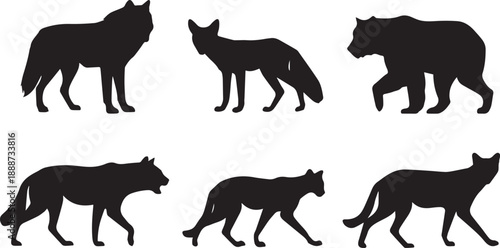 A stark silhouette of a canine likely a dog or fox in profile